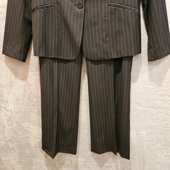 Semantiks Suit Womens 12 Gray Stripes 2 Button notched Jacket Straight Leg Caree - Picture 13 of 16